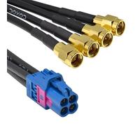 Mini Fakra A Type Jack 4 en 1 Bleu Code C vers Fiche Mâle 4 Ports Universel Véhicule Voiture Câble Coaxial Assemblage Personnalisable 50 cm