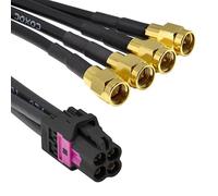 Mini Fakra A Type Jack 4 en 1 Noir Code A vers prise mâle 4 ports Câble coaxial universel for voiture Assemblage personnalisable 50 cm
