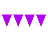 Mini fanions triangulaires violets de 3 m, 12 mini drapeaux de 15 x 11 cm en plastique