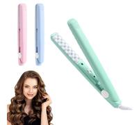 Mini fer à boucler double usage, mini fer à boucler portable pour cheveux ondulés, rehausseur de racines et volume, 2 en 1, pour cheveux courts et tous types de cheveux (Vert)