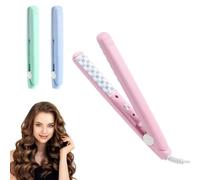 Mini fer à boucler double usage, mini fer à boucler portable pour cheveux ondulés, rehausseur de racines et volume, 2 en 1, pour cheveux courts et tous types de cheveux (Rose)
