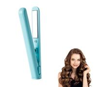 Mini Fer à Friser Double Usage Pour Créer De Petites Boucles, Combinant Mini Boucles Et Cheveux Raides En Un Seul Appareil,Fer à Friser Portable, Adapté à Tous Les Types De Cheveux (Bleu)