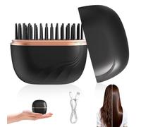 Mini fer à lisser sans fil - Brosse à lisser portable et rechargeable - Avec 3 réglages de température - Chauffage rapide - Brosse à lisser pour barbe et cheveux (A)