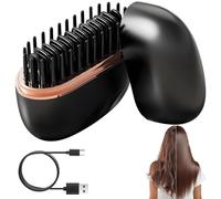 Mini fer à lisser sans fil rechargeable portable brosse à lisser pour cheveux et barbe, 3 niveaux de température, chauffage rapide 10 secondes, plaque de voyage (B)