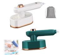 Mini Fer à Repasser Vapeur de Voyage - Défroisseur Portable Handheld Rotatif à 90° pour Vêtements mit Semelle Antiadhésive, Chauffage Rapide 15s Repassage Sec & Vapeur pour Vacances (EU,White+Green)
