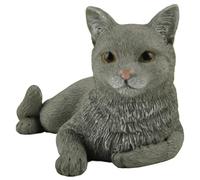 Mini figurine de chat gris peint à la main 7,6 cm