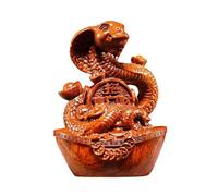 Mini figurine de serpent en bois 2025 - Année 2025 - Nouvel An chinois - 8 cm - Petite décoration de serpent Feng Shui chinois - Décoration pour la maison, le bureau, la voiture - Pour les amateurs de