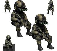 Mini figurine de soldat tactique, figurine d'opérateur militaire assis détaillée avec vision nocturne, moniteur de soldat tactique, décoration de jeu, collection d'étagère (1)