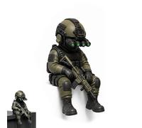 Mini-figurine de soldat tactique, Statuette réaliste pour écran et bureau, Décoration de bureau humoristique style militaire, Pour écran, boîtier d'ordinateur et étagère, Idéal pour les vétérans (#A)