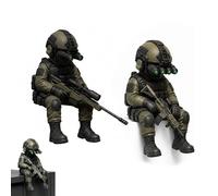 Mini-figurine de soldat tactique, Statuette réaliste pour écran et bureau, Décoration de bureau humoristique style militaire, Pour écran, boîtier d'ordinateur et étagère, Idéal pour les vétérans (mix)