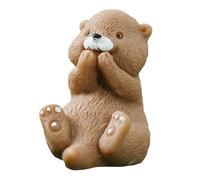 Mini figurine d'ours mignon en résine avec boule de neige - Décoration pour maison de poupée - NTf095 (Café 1, 2,8 cm x 1,9 cm)