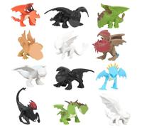 Mini Figurine Dragons, 12 pcs Dragons Animation Figurine Décoration Miniature Dragons Figures, Miniature Collectionner Dragon Ornements Fournitures Décorations Gâteau pour Anniversaire Enfant