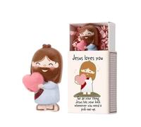 Mini Figurine Jésus Vous Aime | Décoration Miniature de Bureau | Sculpture Religieuse Pour Table | Pour Les Collectionneurs Bibliothèque Vitrine Coiffeuse Table De Chevet Chevet Bureau Chambre Salon