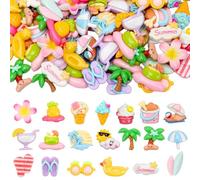 Mini Figurine Plage, 20pcs Été Mini Breloque en Résine, Miniature Décoration, Minis Figurine, Charms Resine, pour Maison de Poupée, pour Micro-Mondes DIY, Coques de Téléphone et Barrettes (Couleur A)