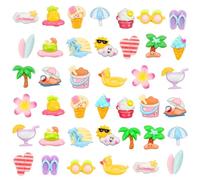 Mini Figurine Plage, 40pcs Été Mini Breloque en Résine, Miniature Décoration, Minis Figurine, Charms Resine, pour Maison de Poupée, pour Micro-Mondes DIY, Coques de Téléphone et Barrettes (Couleur B)