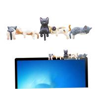 Mini figurines de chat, 5 pièces en PVC, décoration d'écran d'ordinateur, figurine de chat mignon réaliste pour la maison, le bureau, la voiture, figurines décoration, écran 'ordinateur, mini, ch