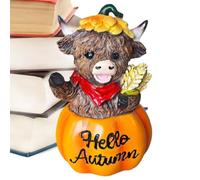 Mini figurines de vache amusantes en résine rustique décoration d'automne | Mini figurines de vache mignonnes pour Thanksgiving, Halloween, vacances, maison, cuisine, chambre, salon, bureau, jardin