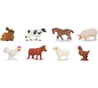 Mini figurines Safari Good Luck Farm 2 cm caoutchouc 8 pièces