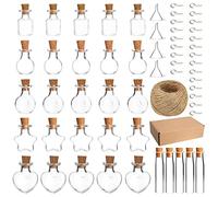 Mini Fioles en Verre 30Pcs Bouteille de Souhait en Verre avec Liège, 2ml Tubes à Essai Transparents, Petite Bouteille en Verre pour Bijoux de Bricolage Pendentif Cadeau Décoration Fête (6 Styles)