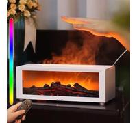 Mini Fireplace Diffuser,7 Colors Bonfire Diffuser for Essential Oils,Simulated Fireplace Flame Humidifier, Timer and Waterless Auto Off for Home Room Office (White)