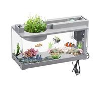 Mini Fish Tank - ABS 31.5x13x16.5cm | Fish Tank, Decorative Retro Quiet Small Aquarium with Air Pump | for Betta Fishs, Shrimp, Turtle, Reptile, Tabletop Display Decor