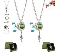 Mini Fishing Reel Pendant in Gift Box,Feature Smooth-Rotating Handle & Moving Part for Daily Wear as Necklace Or Bag Charm (2Pcs)