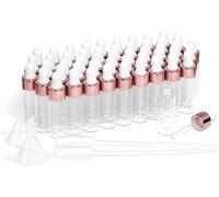 Mini flacons compte-gouttes en verre,50 flacons d'huile essentielle avec bouchon doré rose,utilisés pour les échantillons de parfum,l'huile corporelle,le liquide cosmétique (5 ml)