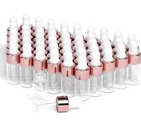 Mini flacons compte-gouttes en verre,50 flacons d'huile essentielle avec bouchon doré rose,utilisés pour les échantillons de parfum,l'huile corporelle,le liquide cosmétique (3 ml)