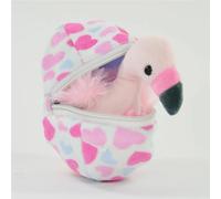 Mini flamant rose en peluche dans un œuf d'environ 13 cm - Doudou mignon à éclore - Peluche bébé flamant rose avec œuf à fermeture éclair - Cadeau pour enfants filles garçons anniversaire Noël petit