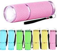 Mini Flashlight,8 Pieces Led Flashlight With Lanyard,Flashlight With Fluorescent Handle For Children,Portable Aluminum Flashlight For Camping Reading Hiking Outdoor