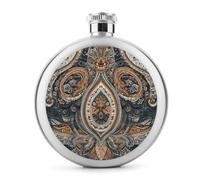 Mini flasque à whisky ronde portable en acier inoxydable de 140 ml - Bleu et orange