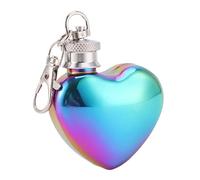 Mini flasque porte-clés en forme de cœur, 30 ml, mini flasque colorée polie avec porte-clés, petite bouteille de poche mignonne en forme de cœur pour vin, whisky, boissons, voyage, camping