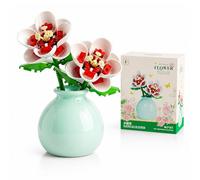 Mini Fleurs Blocs De Construction, Blocs De Construction Fleurs Artificielles, Avec Un Vase, Et Plantes Pour Bricolage Fait Main, Décoration, Cadeaux, Noël, Saint-Valentin Pour Homme Ou Femme