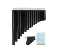 Mini-flûte de Pan portable Instrument à vent, flûte de poêle traditionnelle 16 tuyaux, for débutants, personnel enseignant for adultes, Mini Portable en plastique(Black)