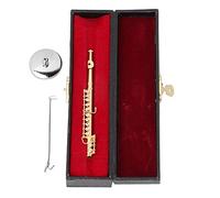 Mini flûte dorée de 11 cm, modèle d’Instrument de Musique Miniature, flûte décorative réaliste Faite à la Main avec boîte de Rangement pour la décoration du Bureau à Domicile et co