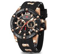 Mini Focus AM0350G.02 Montre à quartz pour homme avec chronographe/étanche/lumineux/calendrier/bracelet en silicone, bleu