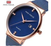 MINI FOCUS Hommes Montres Analogiques À Quartz De Luxe En Acier Inoxydable Maille Étanche - Montre Homme