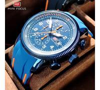 MINI FOCUS-Montre à Quartz de dehors Militaire pour Homme, Bracelet en Silicone Bleu, Chronographe Shoous, Montre-Bracelet avec Date, Étanche, 0379 0379Black red-Box