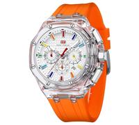 Mini Focus Montre multifonction pour homme avec affichage analogique transparent et bracelet en silicone Calendrier Étanche