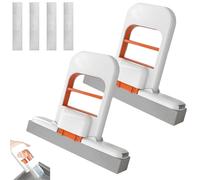 Mini Foldable Desktop Mop, Portable Self-Squeeze Sponge Mop, Wet and Dry Use Cleaning System for Small Spaces, Bathroom,Kitchen, Desktop,Glass,Car with Mini Lazy Hand Wash Short Device (Orange-2PCS)