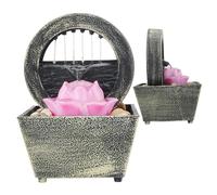Mini Fontaine avec décor de Lotus et rochers naturels Roches en intérieure Cascade Facile à Utiliser Abs Desktop Water Fountain Home Bureau Chambre Décoration de Salle Bain Fountains et Accessoire
