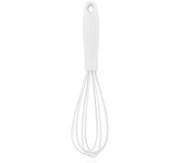 Mini fouet en silicone - Batteur à œufs et mélangeur pour la cuisson et la cuisine, design compact de 17 cm avec poignée ergonomique, ustensiles de cuisine pour lave-vaisselle (blanc)