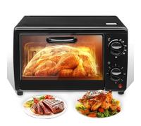 Mini-Four 13L, Mini Four électrique Friteuse à air 2 en 1, Minuterie 60 min, 700W, Température 100-250℃, Four à pizza Avec Plaque & Grille, 4 éléments chauffants