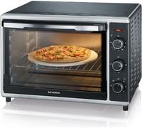 Mini Four chaleur SEVERIN TO2058 tournante 42 L, pierre a pizza et tournebroche, Four posable 1 800 W, Minuteur 120 min, Noir/Inox