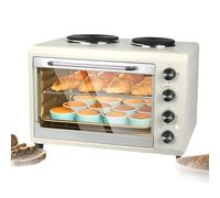 Mini-four de 56 L, cuisinière électrique de comptoir de 2 000 W avec double plaque de cuisson et grille de gril, température et minuterie réglables, fours de gril de table pour légumes sautés, fondu