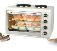 Mini-Four de 56 L, cuisinière électrique de comptoir de 2 000 W avec Double Plaque de Cuisson et Grille de Gril, température et minuterie réglables, Fours de Gril de Table pour légumes sautés, fondu