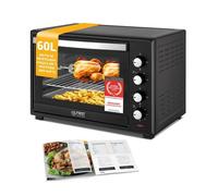 TZS First Austria - Mini-Four 60L 2000W - Four spacieux pour pizza avec température jusqu'à 230°C et 6 modes - Avec minuterie de 60 min, 4 hauteurs d'insertion, plaque, grille et tournebroche rotatif
