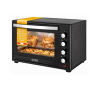 TZS First Austria Mini-four 60 l I 2000 W I Convection + Rôtisserie I 4 éléments chauffants I Plage de température jusqu'à 230 °C I Minuterie 60 min I Inox I Noir