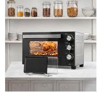 Mini-four électrique multifonction 36 L avec broche rotative chaleur tournante - Argenté Plastique ABS acier 53.1 x 38 x 35 cm
