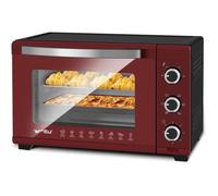 WOLTU Mini Four 32L avec Broche de Rôtisserie, 4 éléments chauffants, Minuterie 60 min, Température 100-230℃, 1600W, Porte à Double Vitrage, Rouge+Noir